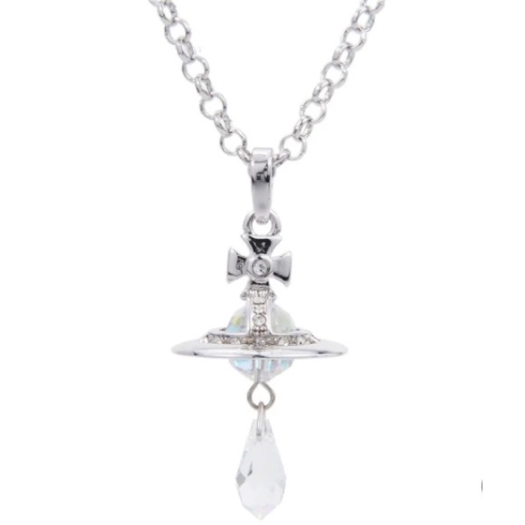 Vivienne Westwood Jewelry - Vivienne Westwod Nana crystal orb Tear Drop necklace in silver.